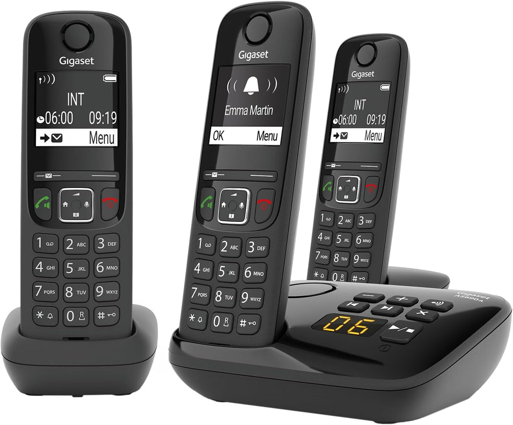 Gigaset AS690 - Schnurloses DECT-Telefon - großes, kontrastreiches Display - Brillante Audioqualität - einstellbare Klangprofile - Freisprechfunktion - Anrufschutz, schwarz [Deutsche Version]