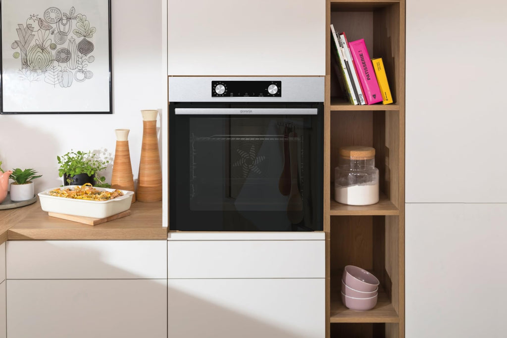 Gorenje BOA6737AO1X Einbaubackofen / 73 Liter/BigSpace/Heißluft / 250° maximale Ofentemperatur/EcoClean-Email / 2fach verglast / 9 Funktionen/EEK: A/Minimale Einbaumaße (HxBxT): 60x 56x 58 cm