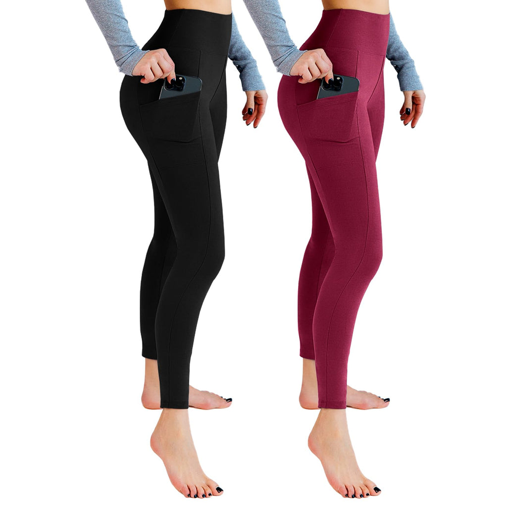 Leafigure 2er Pack High Waist Leggings Damen mit Taschen