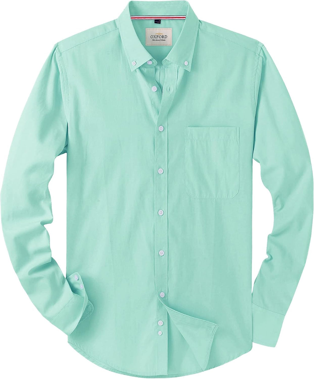 Alimens & Gentle Mens Solid Oxford Shirt Long Sleeve Dress Shirt Work Casual Button Down Shirts with Pocket