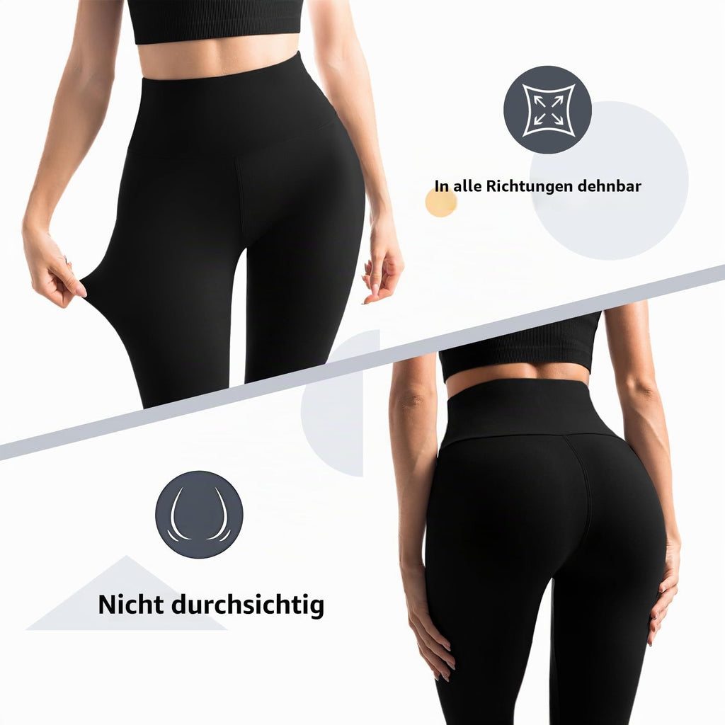 Leafigure 2er Pack High Waist Leggings Damen mit Taschen