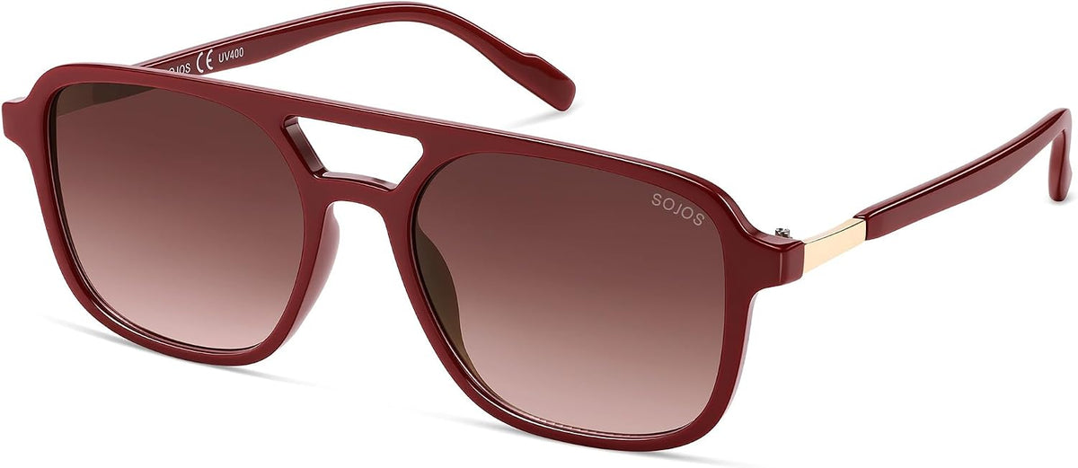 SOJOS Retro Aviator Sunglasses Womens Mens,Trendy Rectangle Shades SJ2202