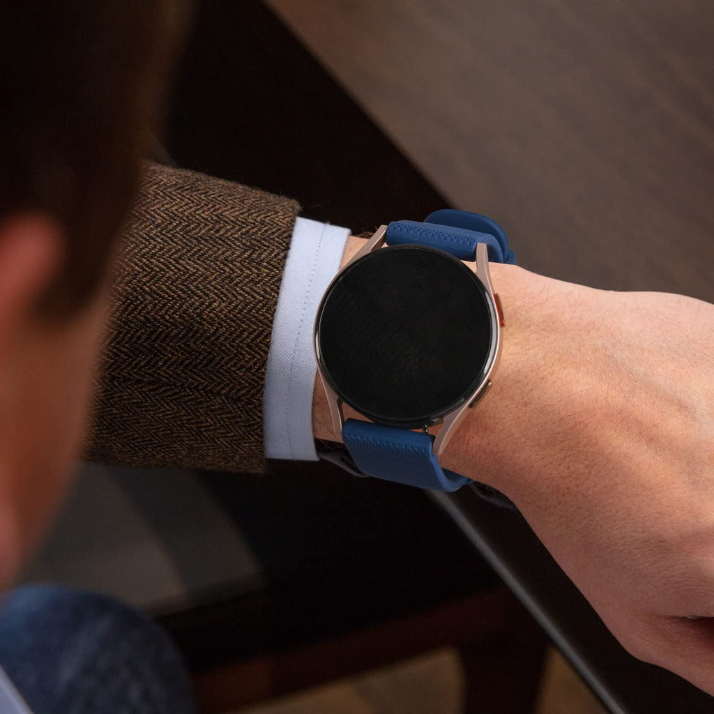 Wanme 20mm Bracelet de Montre en Silicone, Souple Bracelet de Replacement en Dégagement Rapide avec Boucle en Même Couleur Homme Femme 20mm, Starlight