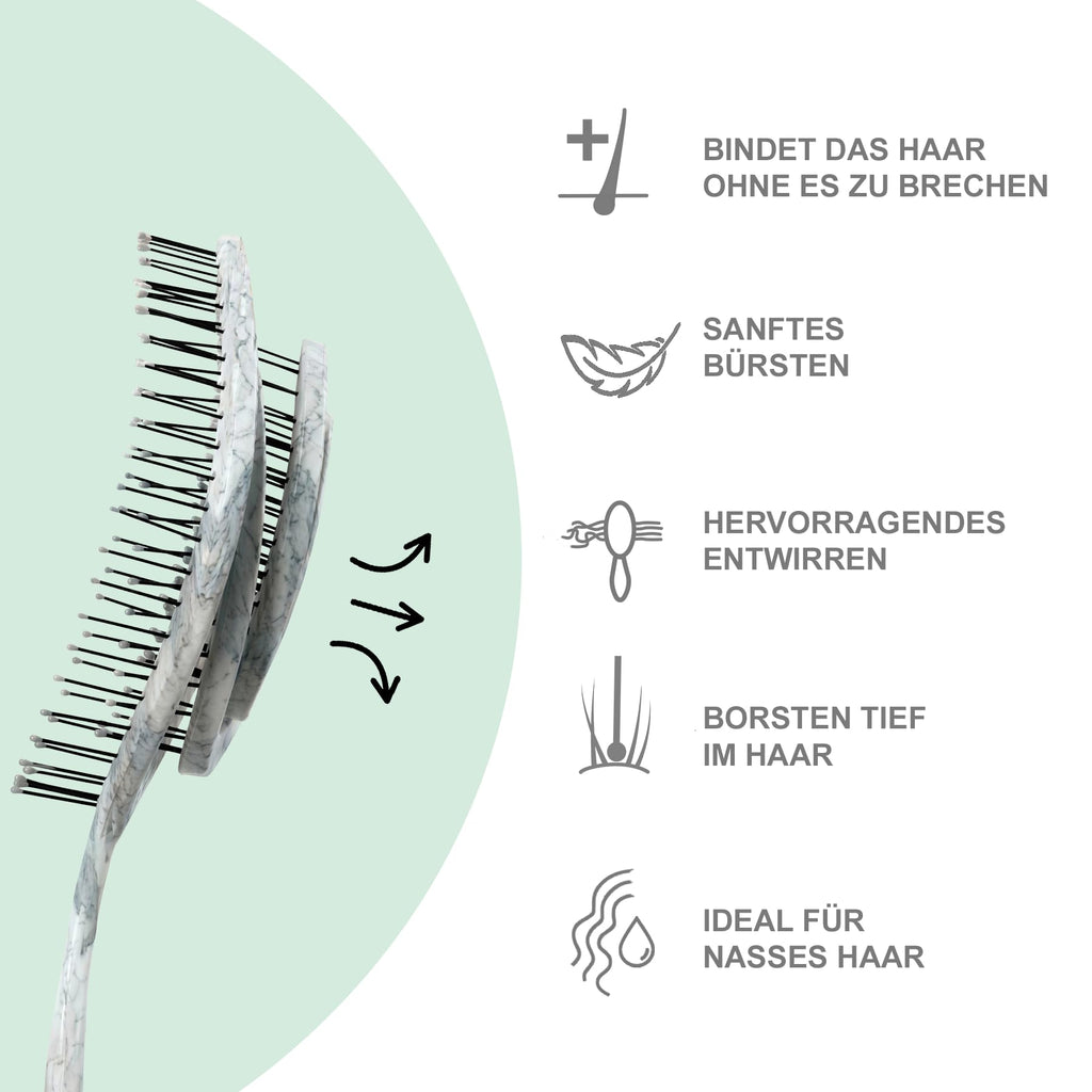 Ninabella Haarbürste ohne Ziepen - Detangler Bürste, Entwirrbürste & Lockenbürste für feines und langes Haar - Haarbürste Damen Herren Kinder - für nasse und trockene Haare - Limettengrün