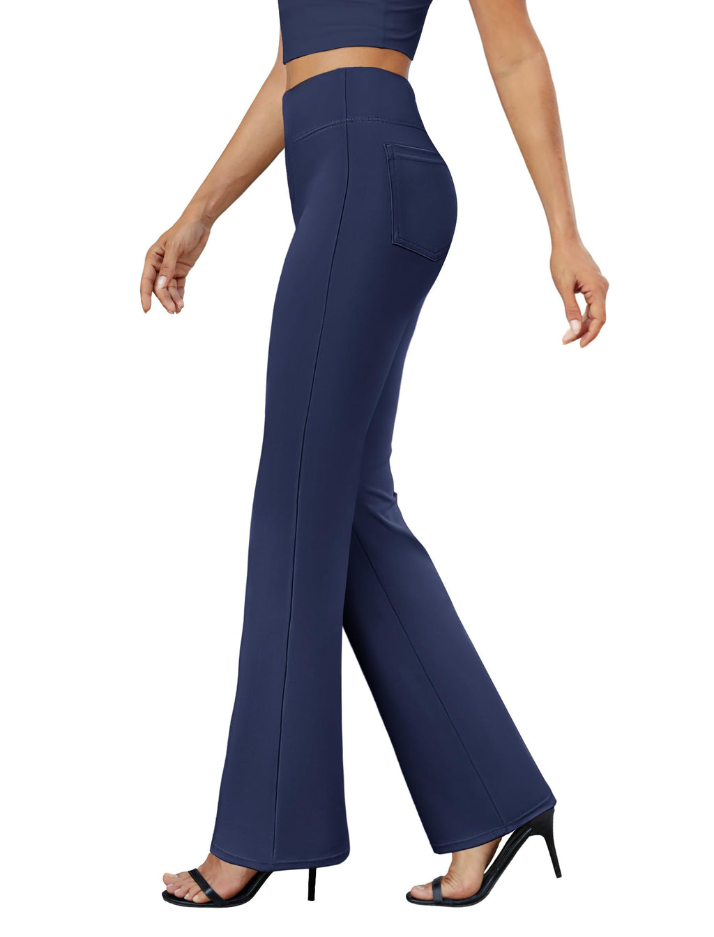 DLOODA Damen Bootcut-Hosen Business-Casual Arbeitshose mit Taschen