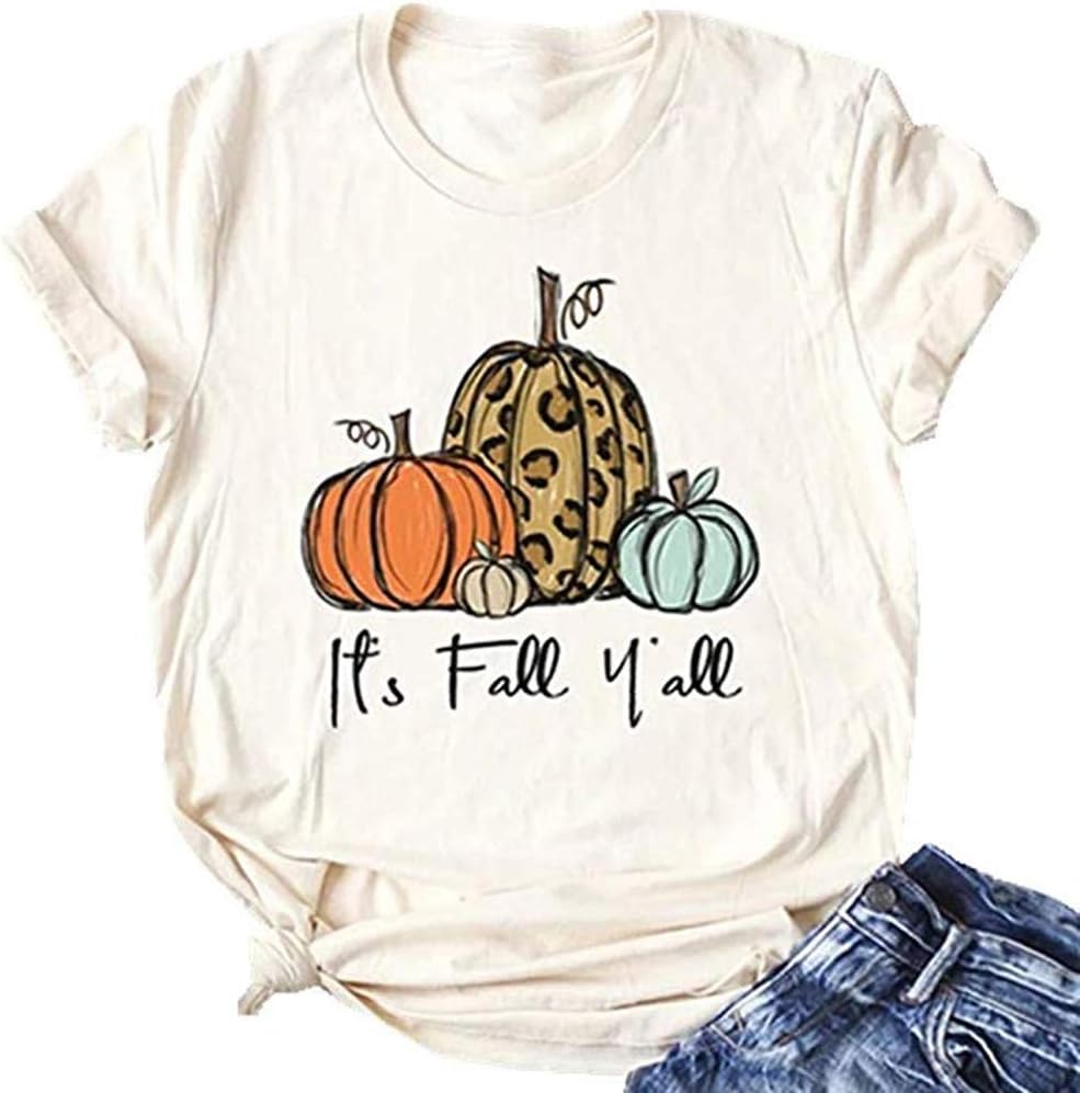 Halloween-Kürbis-Shirts für Damen, Herbst-T-Shirts, niedliche grafische Herbst-Shirts, Thanksgiving-Oberteile