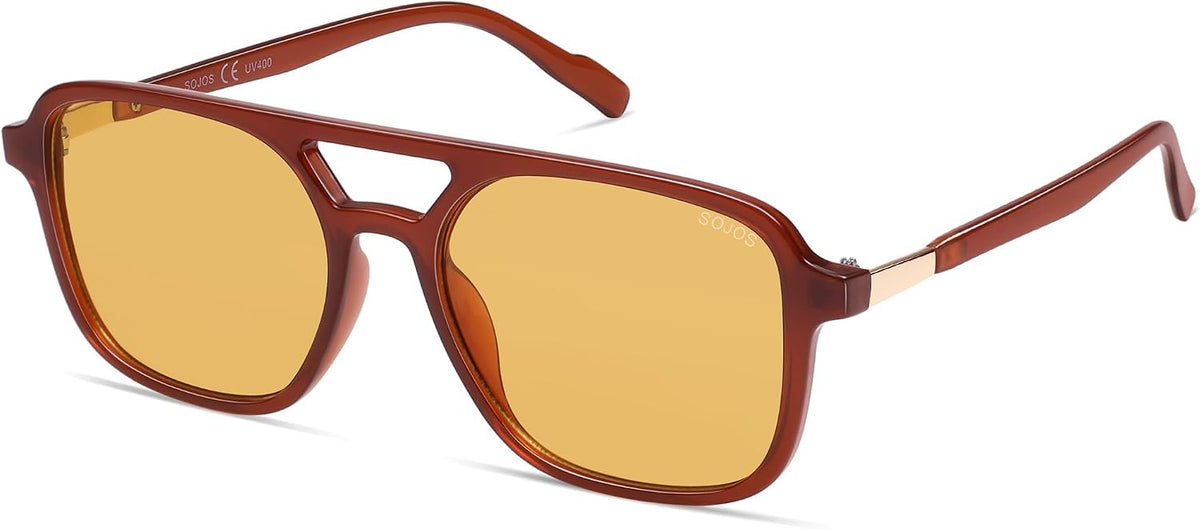 SOJOS Retro Aviator Sunglasses Womens Mens,Trendy Rectangle Shades SJ2202