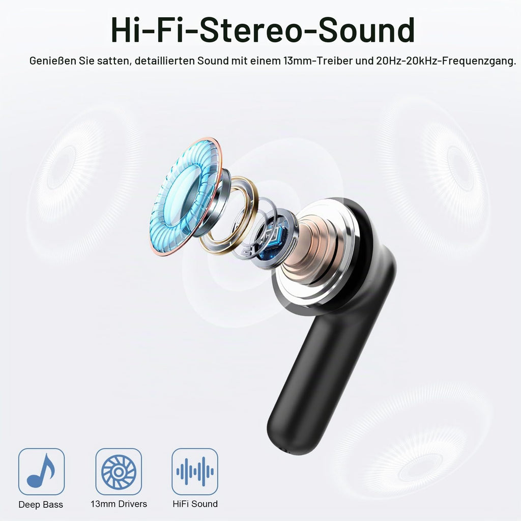 Bluetooth Kopfhörer, Kopfhörer Kabellos Bluetooth 5.4, Tiefer Bass Ohrhörer