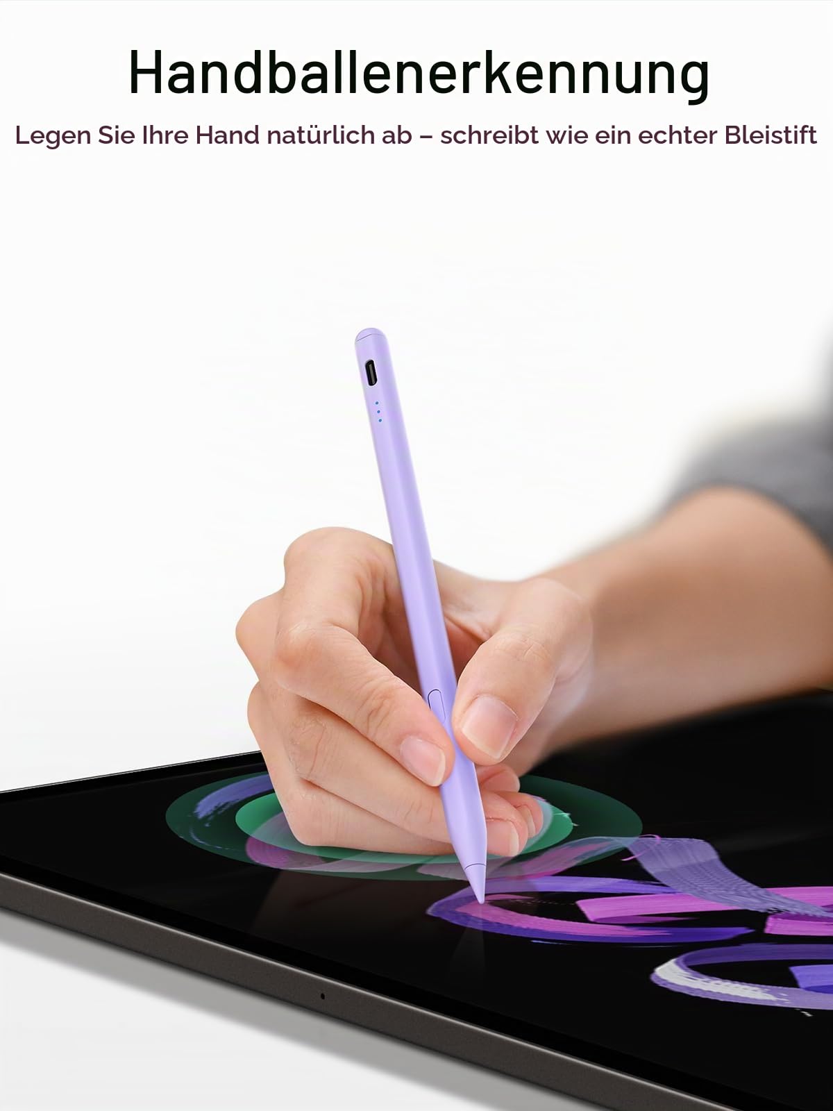Stylus Stift für iPad 2018-2026 mit USB-C Schnellladeleistung, Palm Rejection und Neigungssensitivität Pencil für iPad 11/10/9/8/7/6/A16, Mini 7/6/5, Air M4/3/2 11"/13"/5/4/3, Pro M5/M4 13"/12.9″/11″
