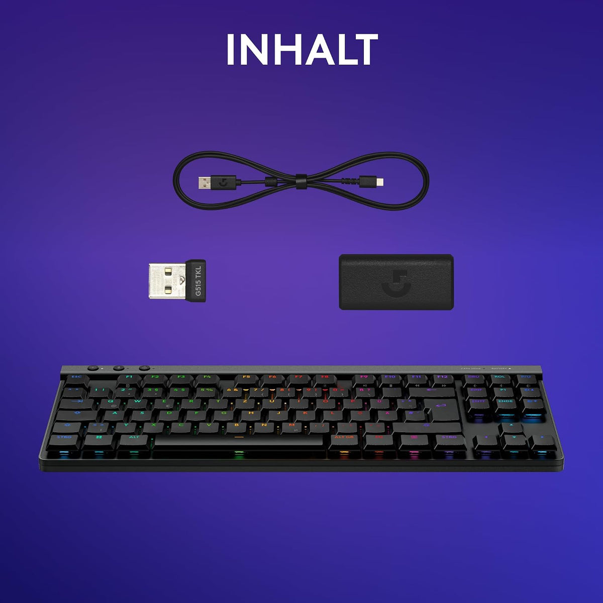 Logitech G G515 LIGHTSPEED TKL kabellose flache Gaming-Tastatur (Schwarz)