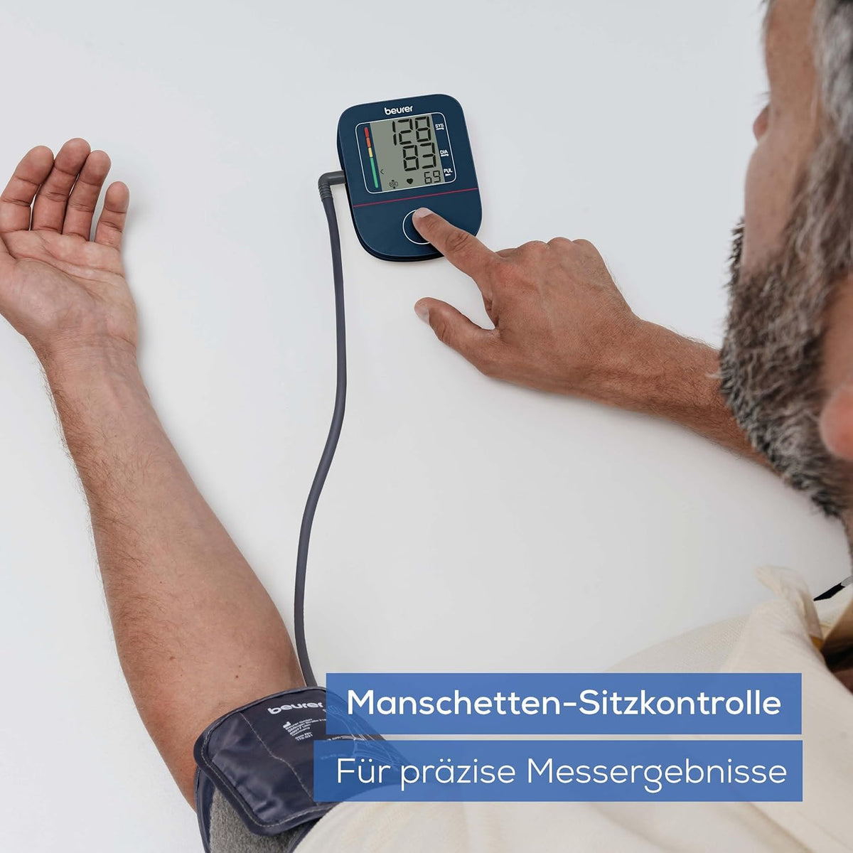 Beurer BM 27 Oberarm-Blutdruckmessgerät mit Manschettensitzkontrolle, klinisch validiert, Manschette für 22-42 cm, Risikoindikator, Arrhythmie-Erkennung, Datenübertragung zu Apple Health und co.
