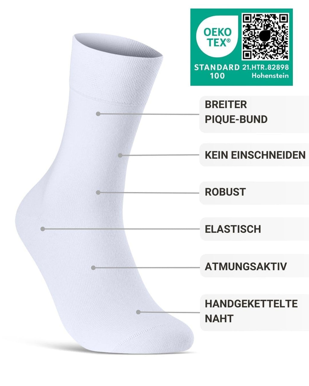 sockenkauf24 10 Paar Diabetikersocken für Herren & Damen ohne Gummibund & ohne Naht aus Baumwolle Diabetiker Socken mit Komfortbund ohne Gummi