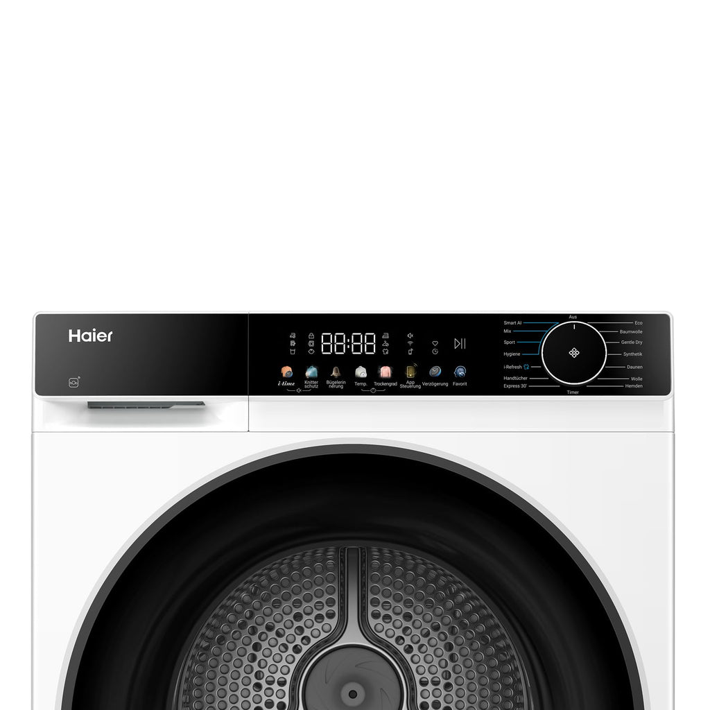 Haier Wärmepumpentrockner 9kg I G7 Serie I Klasse B I AI Power Inverter Motor, iOn Air Fresh, Pillow-Schontrommel, Automatik- & Hygiene-Programm, hOn AppI HD90-B667U1