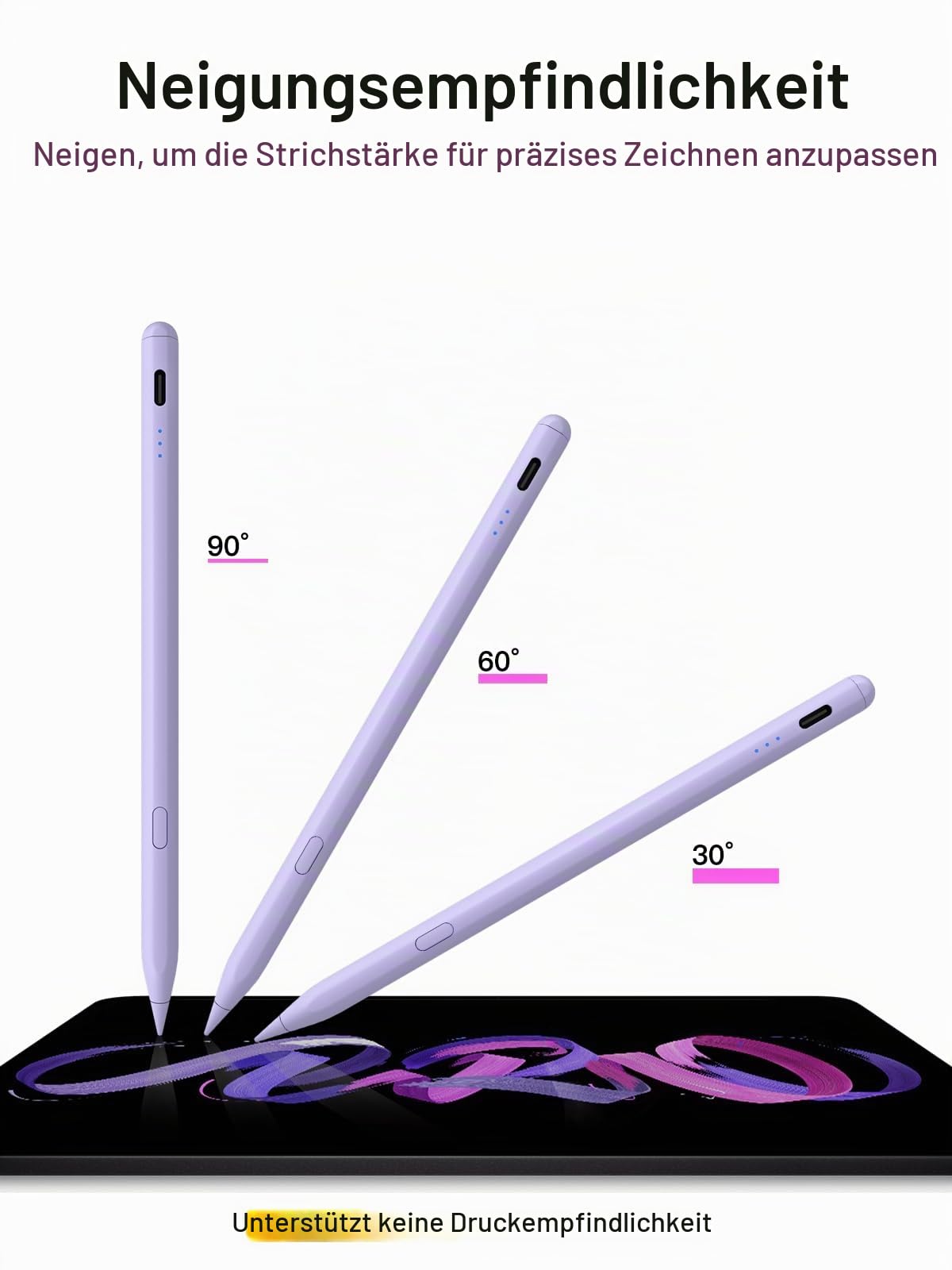 Stylus Stift für iPad 2018-2026 mit USB-C Schnellladeleistung, Palm Rejection und Neigungssensitivität Pencil für iPad 11/10/9/8/7/6/A16, Mini 7/6/5, Air M4/3/2 11"/13"/5/4/3, Pro M5/M4 13"/12.9″/11″