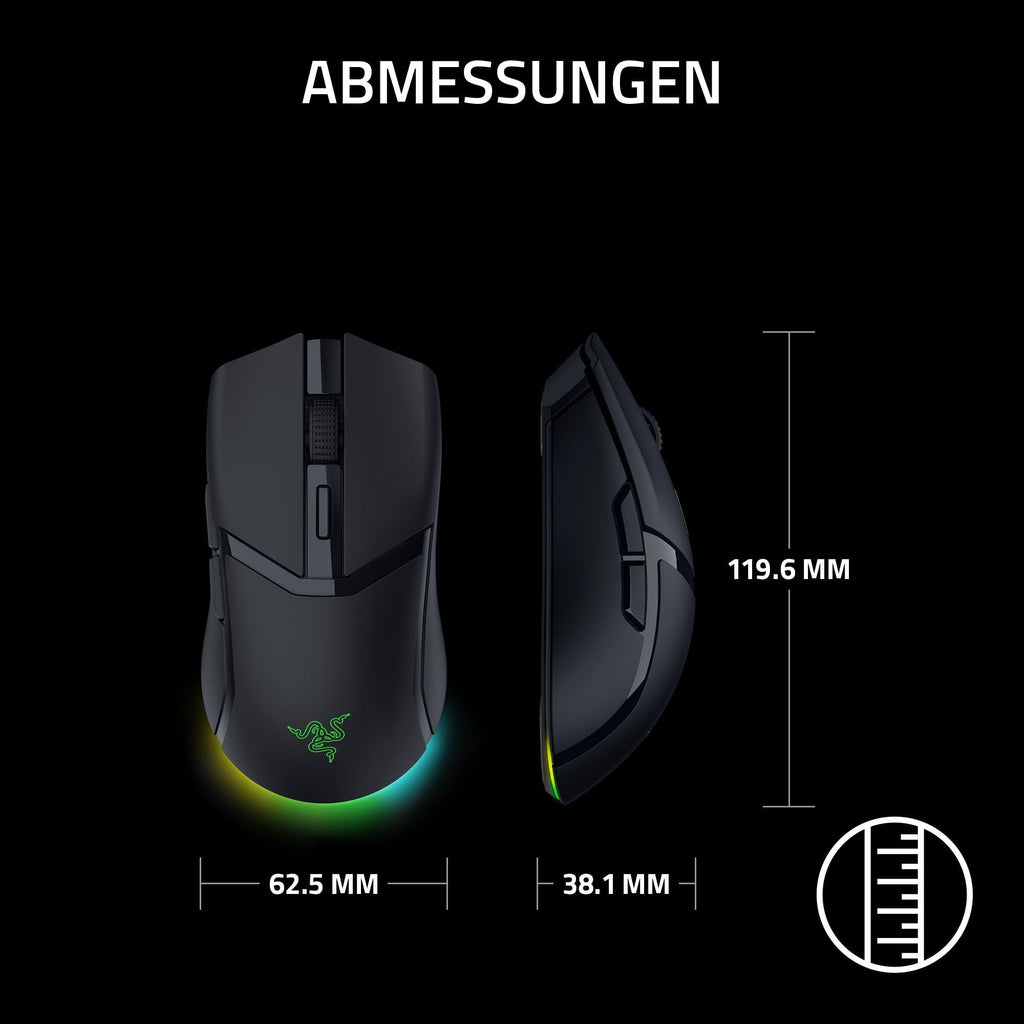 Razer Cobra Pro - kabellose Gaming-Maus mit RGB - Optischer Focus Pro Sensor mit 30K DPI (10 Anpassbare Tasten, HyperSpeed Wireless Polling 8K Hz, Bluetooth, Chroma-Beleuchtung mit 11 Zonen) Weiß