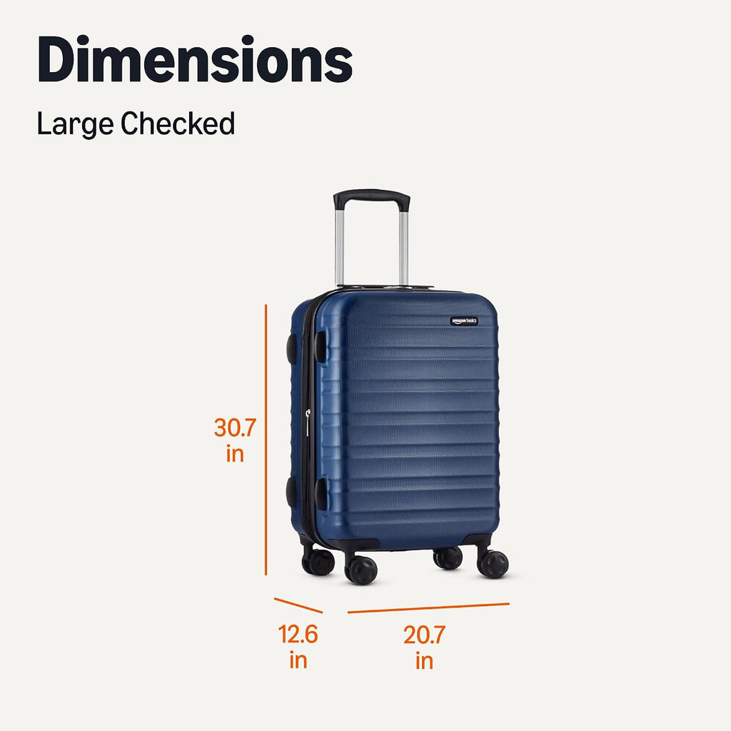Amazon Basics 21" Hardside Carry-On Luggage with Spinner Wheels, Expandable for Up to 25% More Space, Scratch-Resistant Hard Shell, Telescoping Handle, Black