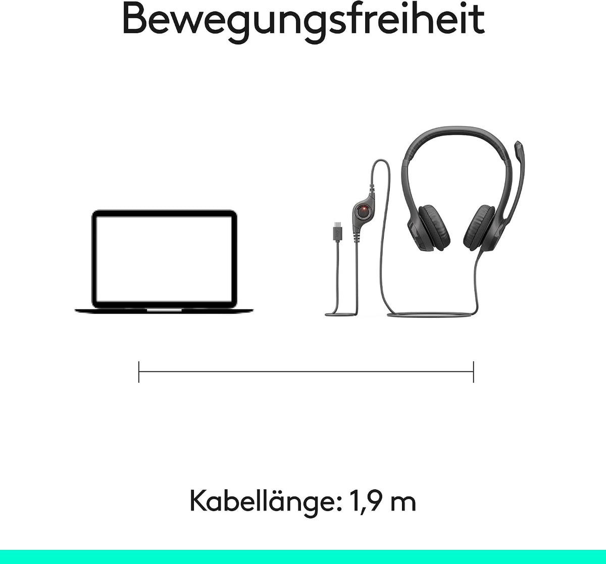 Logitech H390 Kopfhörer für PC zuhause, PC-Headset mit Mikrofon, Schwarz