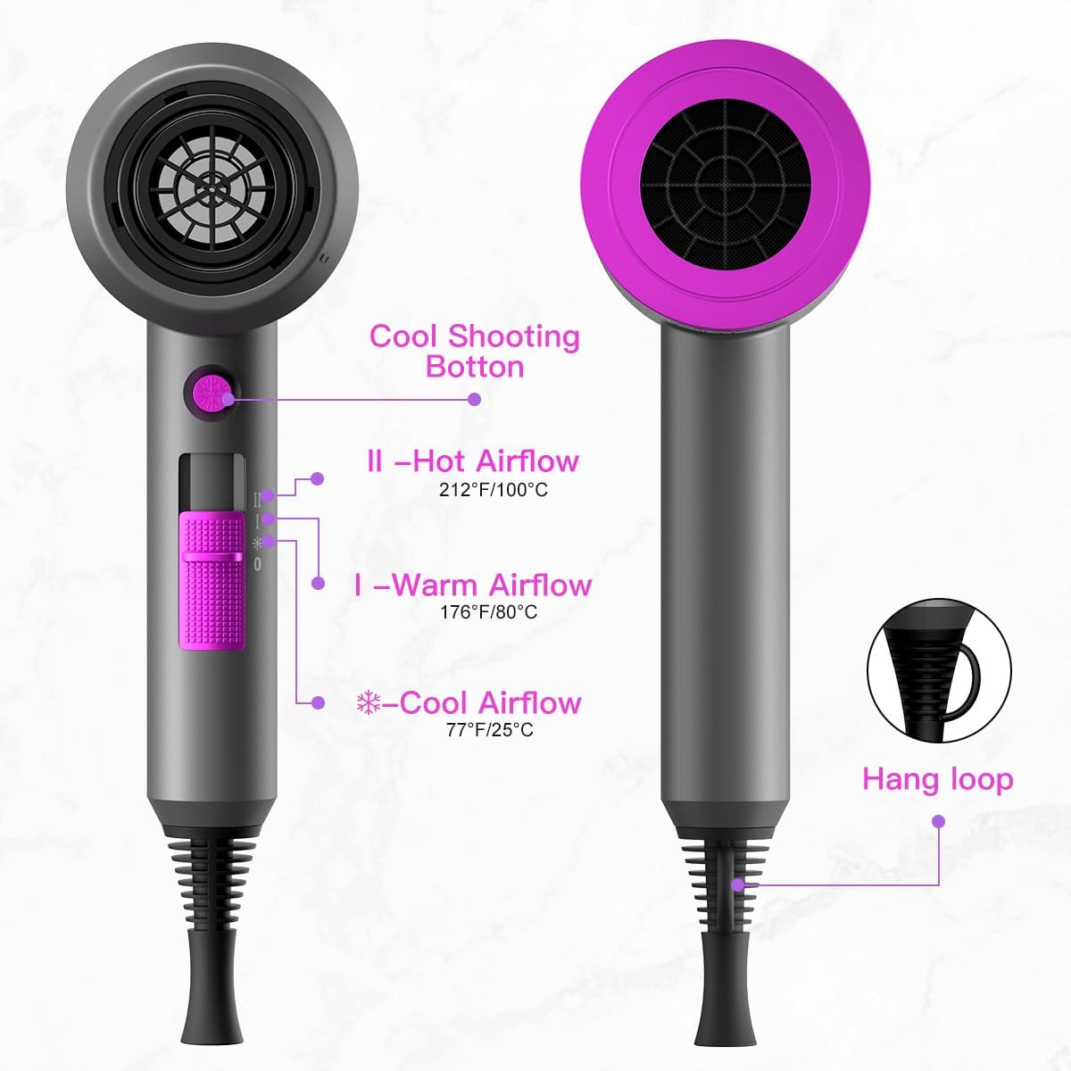 Ionen Föhn AC Motor 1800W Haartrockner slopehill Schnelltrocknen Hair Dryer