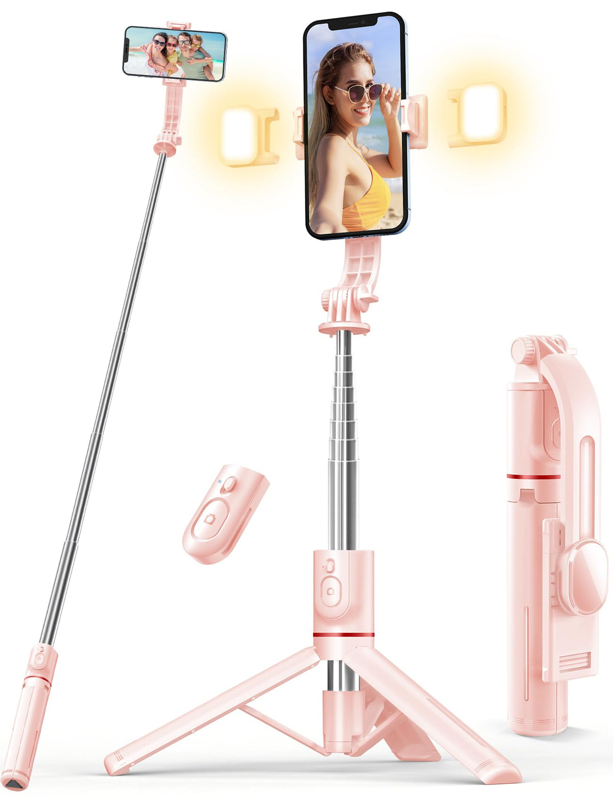 Selfiestick Stativ und Fernbedienung, 2 Fülllicht Stativ für Smartphones