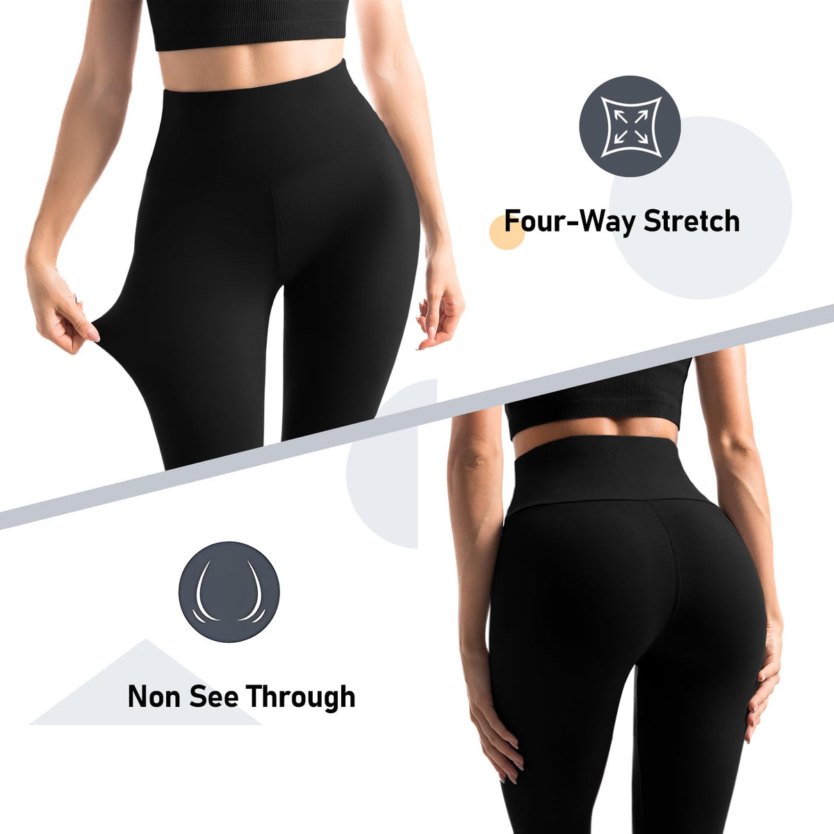Leafigure 2er Pack High Waist Leggings Damen mit Taschen
