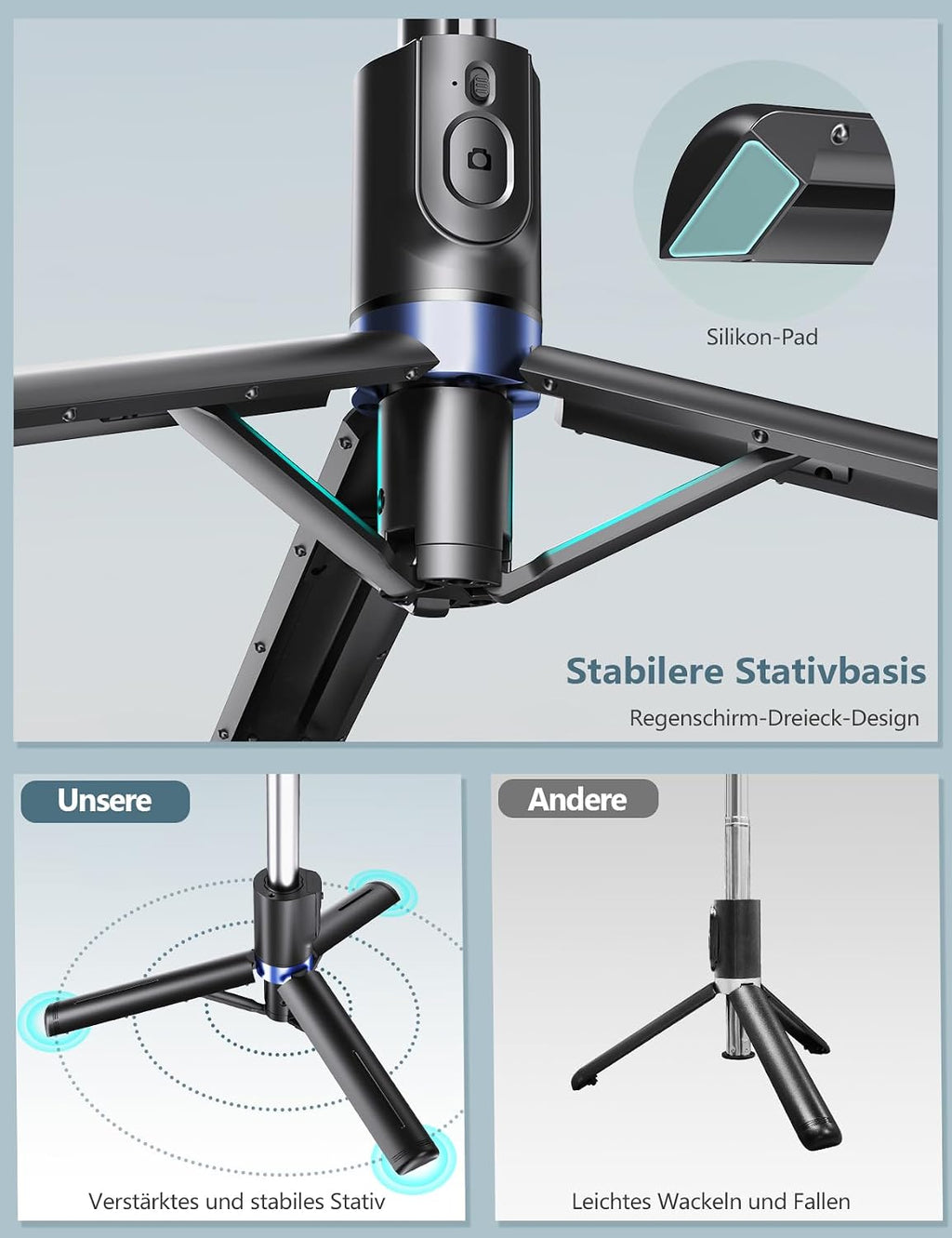 Selfiestick Stativ und Fernbedienung, 2 Fülllicht Stativ für Smartphones