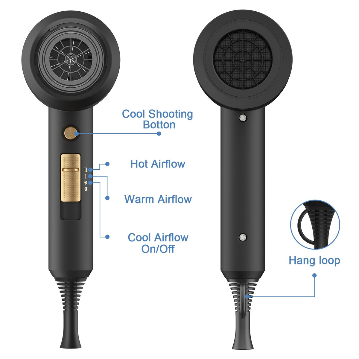 Ionen Föhn AC Motor 1800W Haartrockner slopehill Schnelltrocknen Hair Dryer