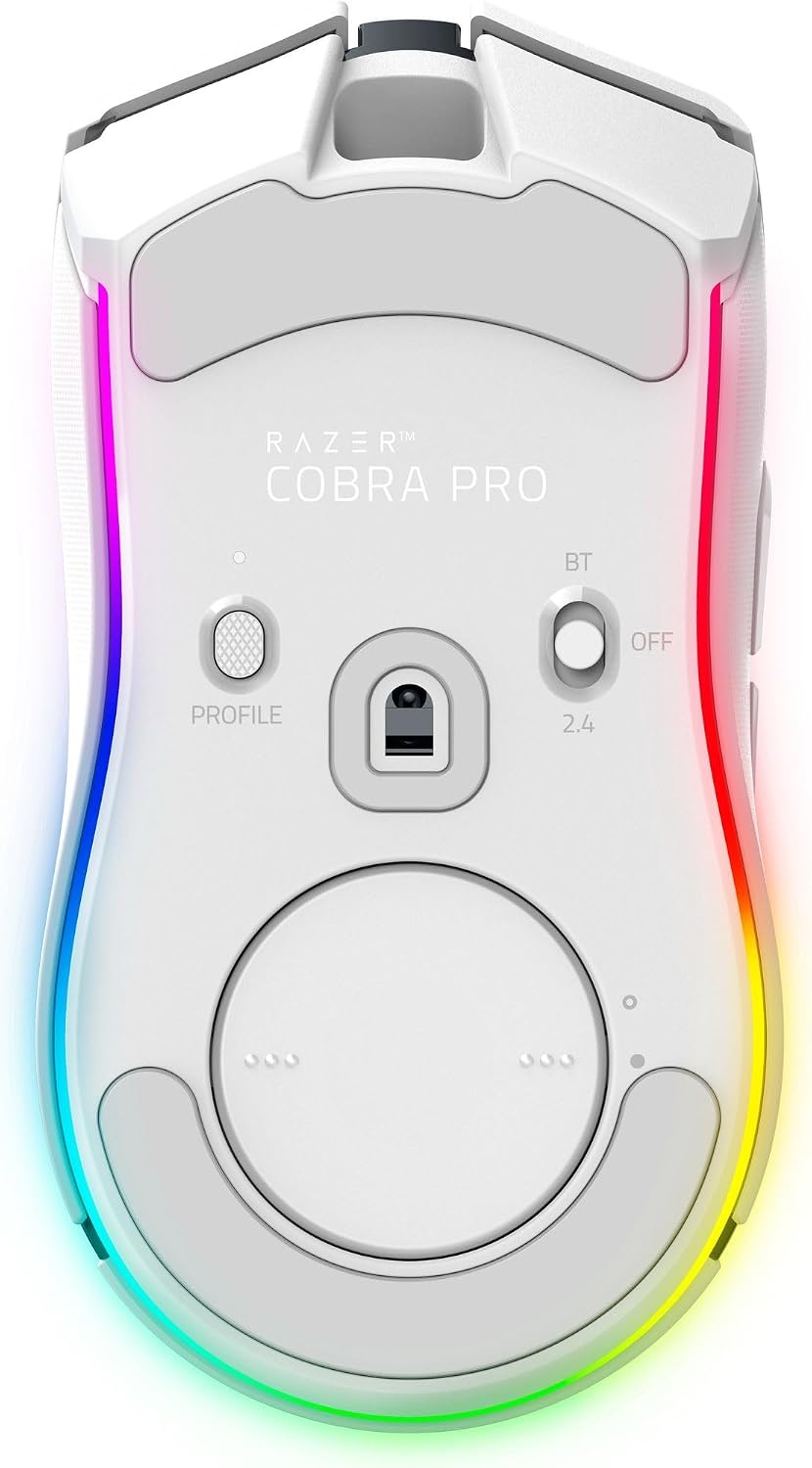 Razer Cobra Pro - kabellose Gaming-Maus mit RGB - Optischer Focus Pro Sensor mit 30K DPI (10 Anpassbare Tasten, HyperSpeed Wireless Polling 8K Hz, Bluetooth, Chroma-Beleuchtung mit 11 Zonen) Weiß
