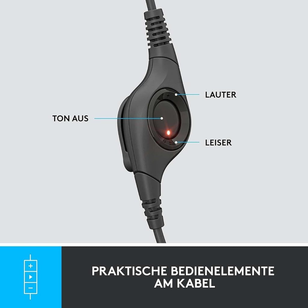 Logitech H390 Kopfhörer für PC zuhause, PC-Headset mit Mikrofon, Schwarz