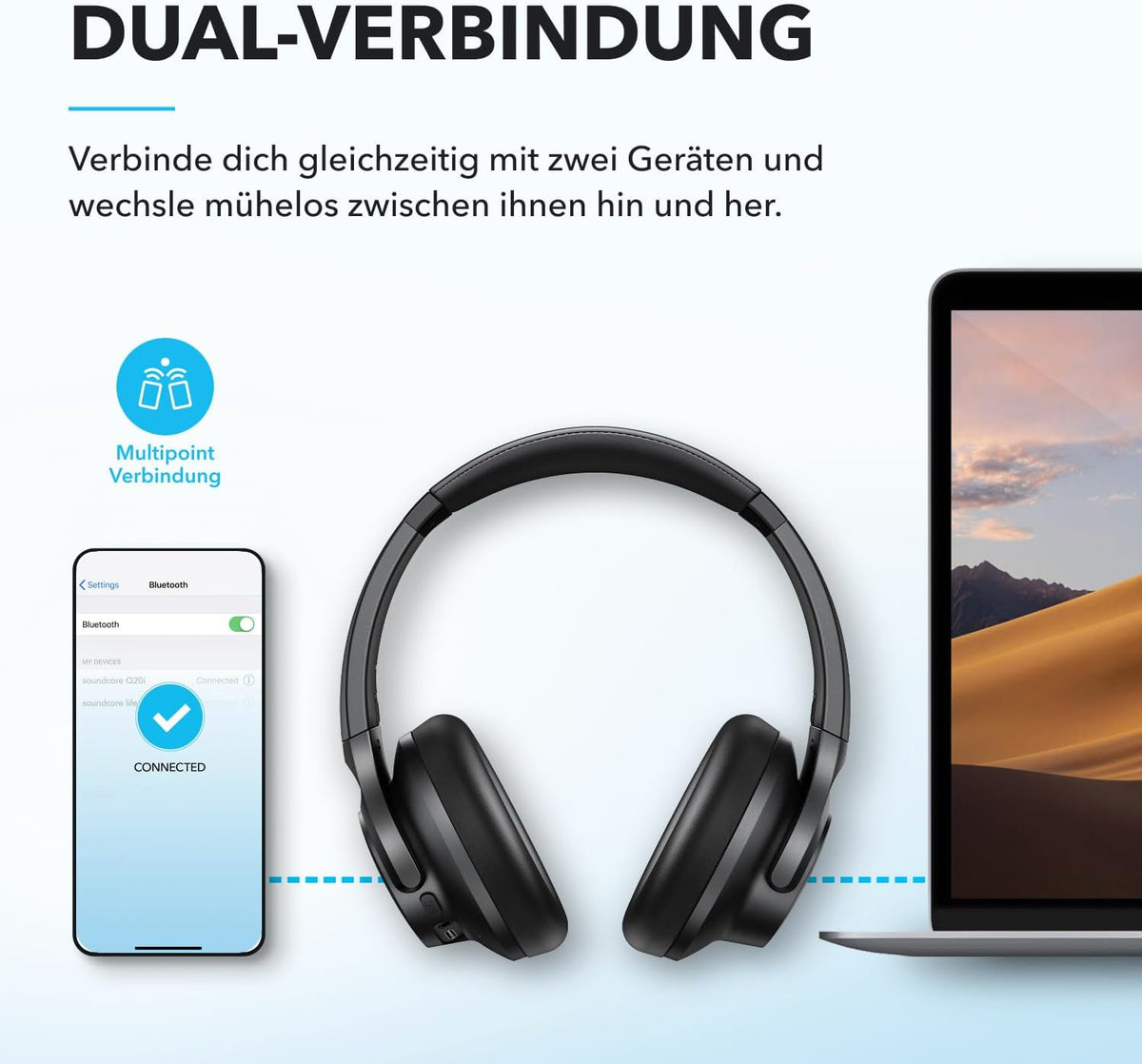 Soundcore by Anker Q20i kabelloser Bluetooth Over-Ear-Kopfhörer