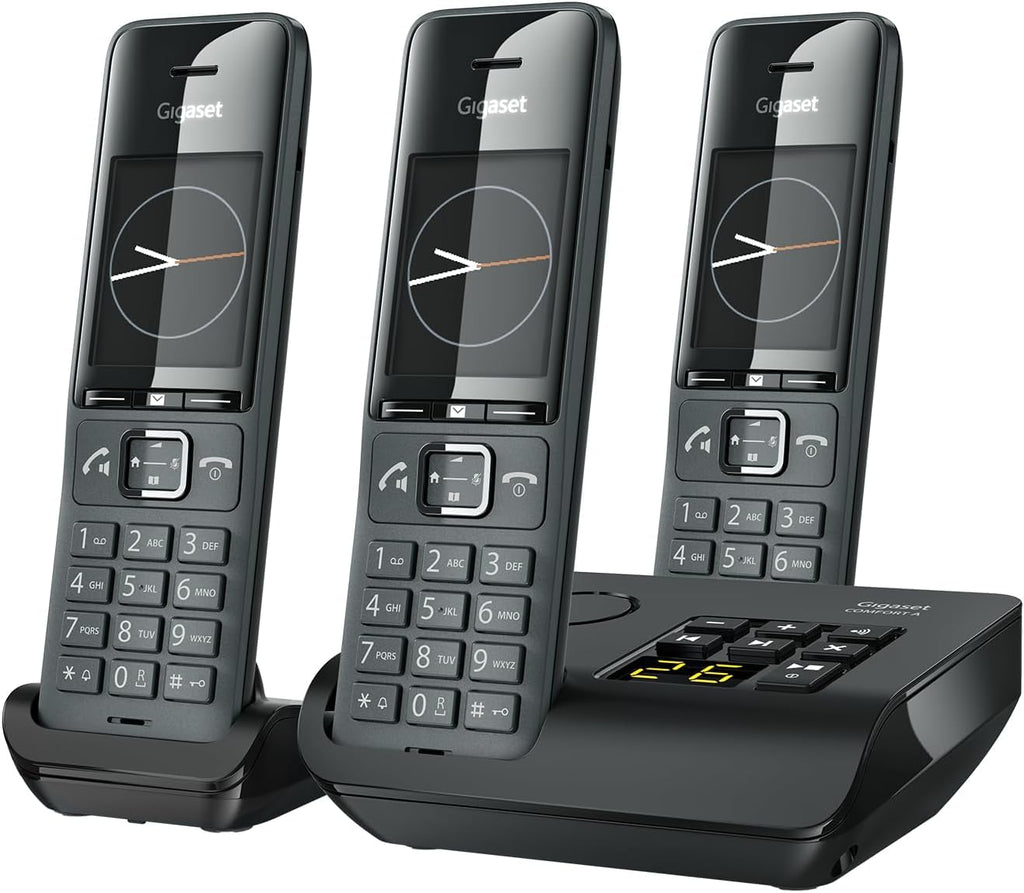 Gigaset Comfort 520A Duo - 2 Schnurlose DECT-Telefone mit Anrufbeantworter - Beste Audioqualität mit Freisprechfunktion - Anrufschutz - Adressbuch 200 Kontakten, titan-schwarz [Deutsche Version]
