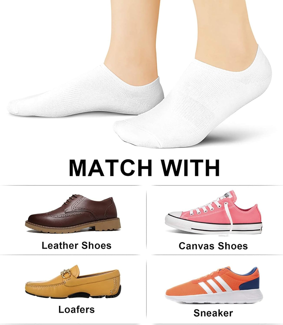 Wernies No Show Socks Women Low Cut Ankle Socks Non Slip 4/8 Pairs