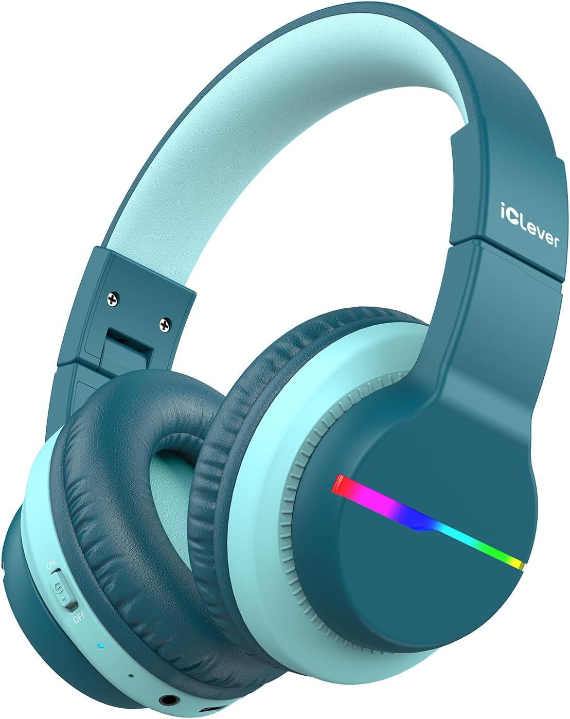 iClever BTH12 Bluetooth-Kopfhörer für Kinder mit LED-Beleuchtung, 85 Stunden Wiedergabezeit, ideal für Reisen