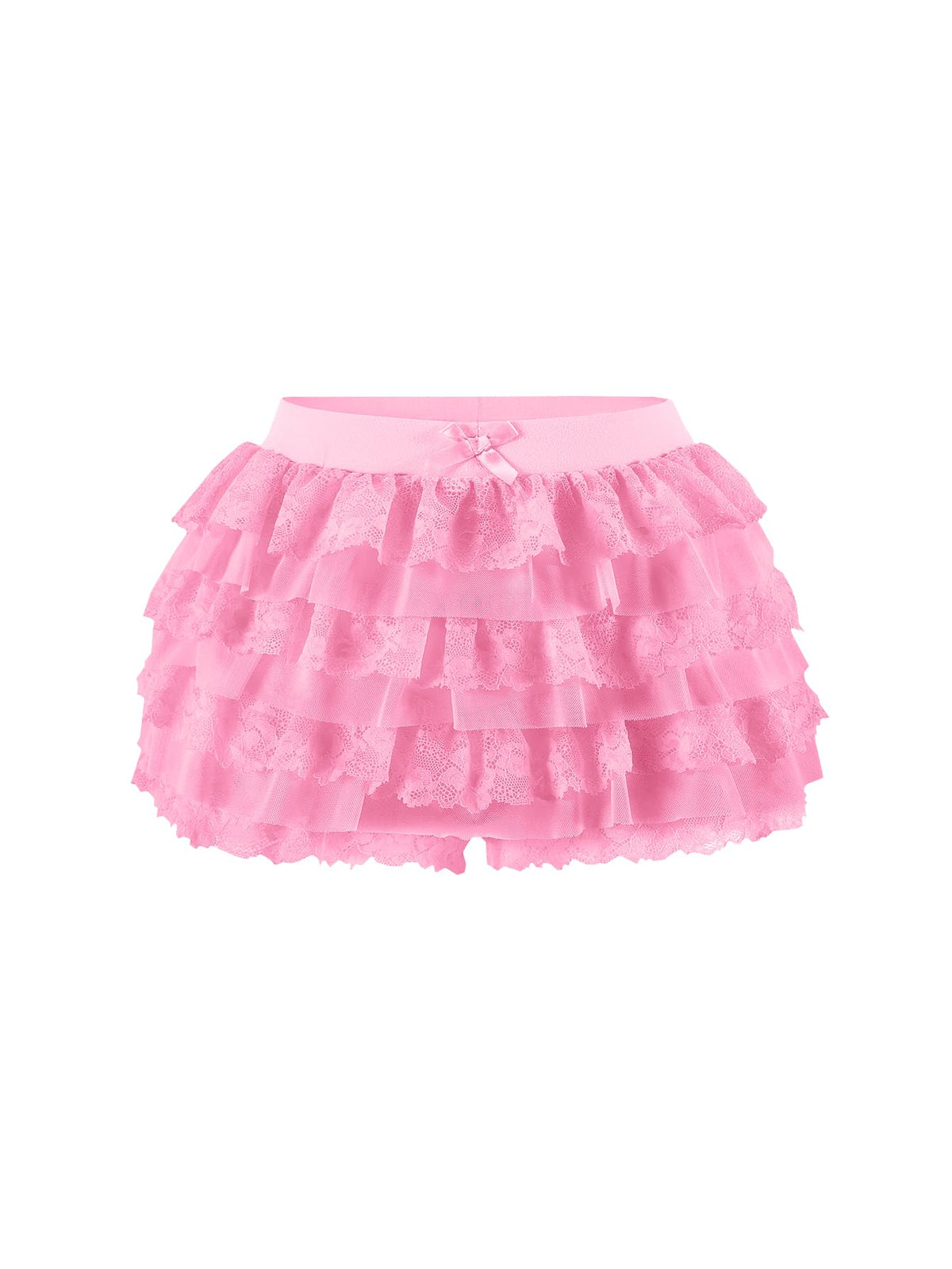 Women Y2K Lace Multi-Layered Bloomers Lolita Ruffle Shorts Cute Mini Skirt