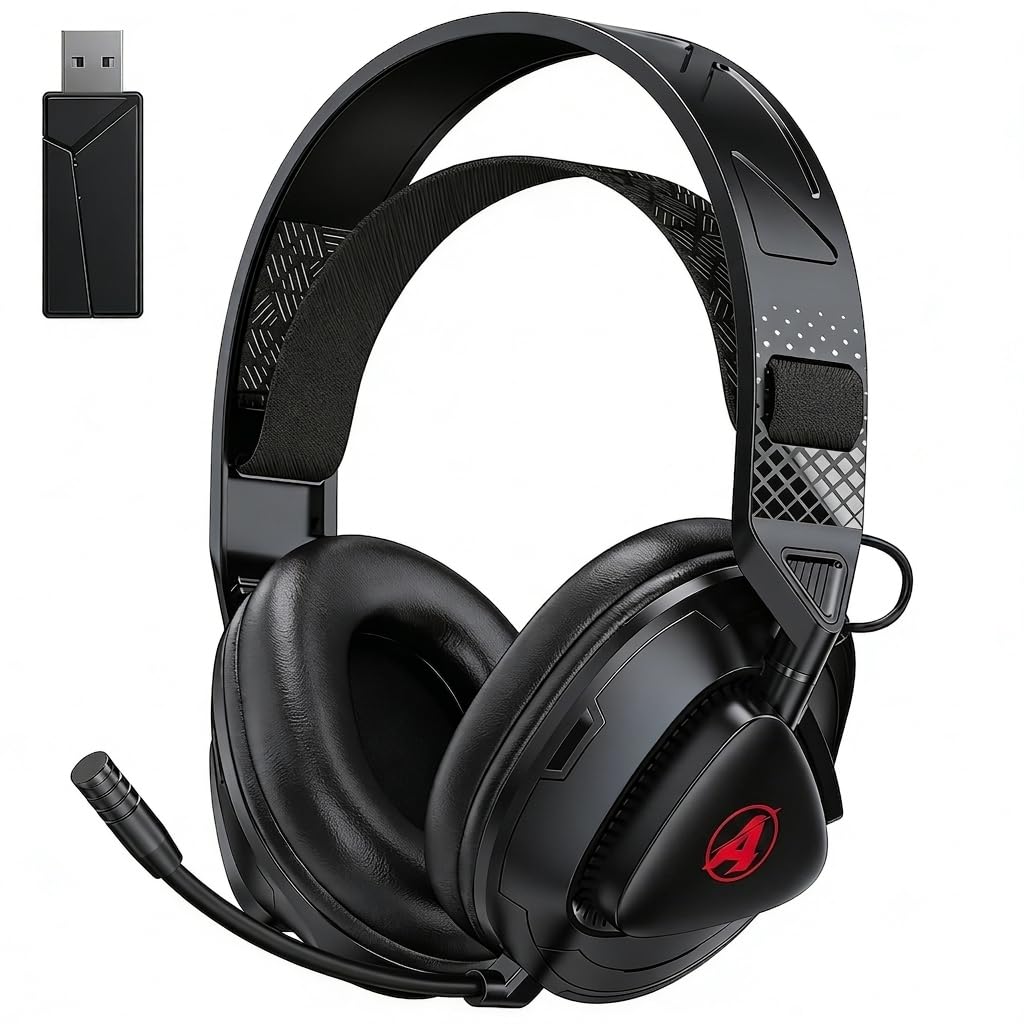 Gaming Headset Wireless für PS5 PS4 PC MAC Handy, 2.4Ghz(USB & Typ-C)+ BT