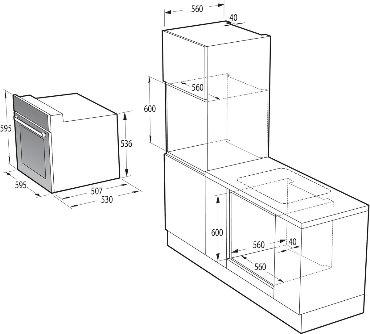 Gorenje BOA6737AO1X Einbaubackofen / 73 Liter/BigSpace/Heißluft / 250° maximale Ofentemperatur/EcoClean-Email / 2fach verglast / 9 Funktionen/EEK: A/Minimale Einbaumaße (HxBxT): 60x 56x 58 cm