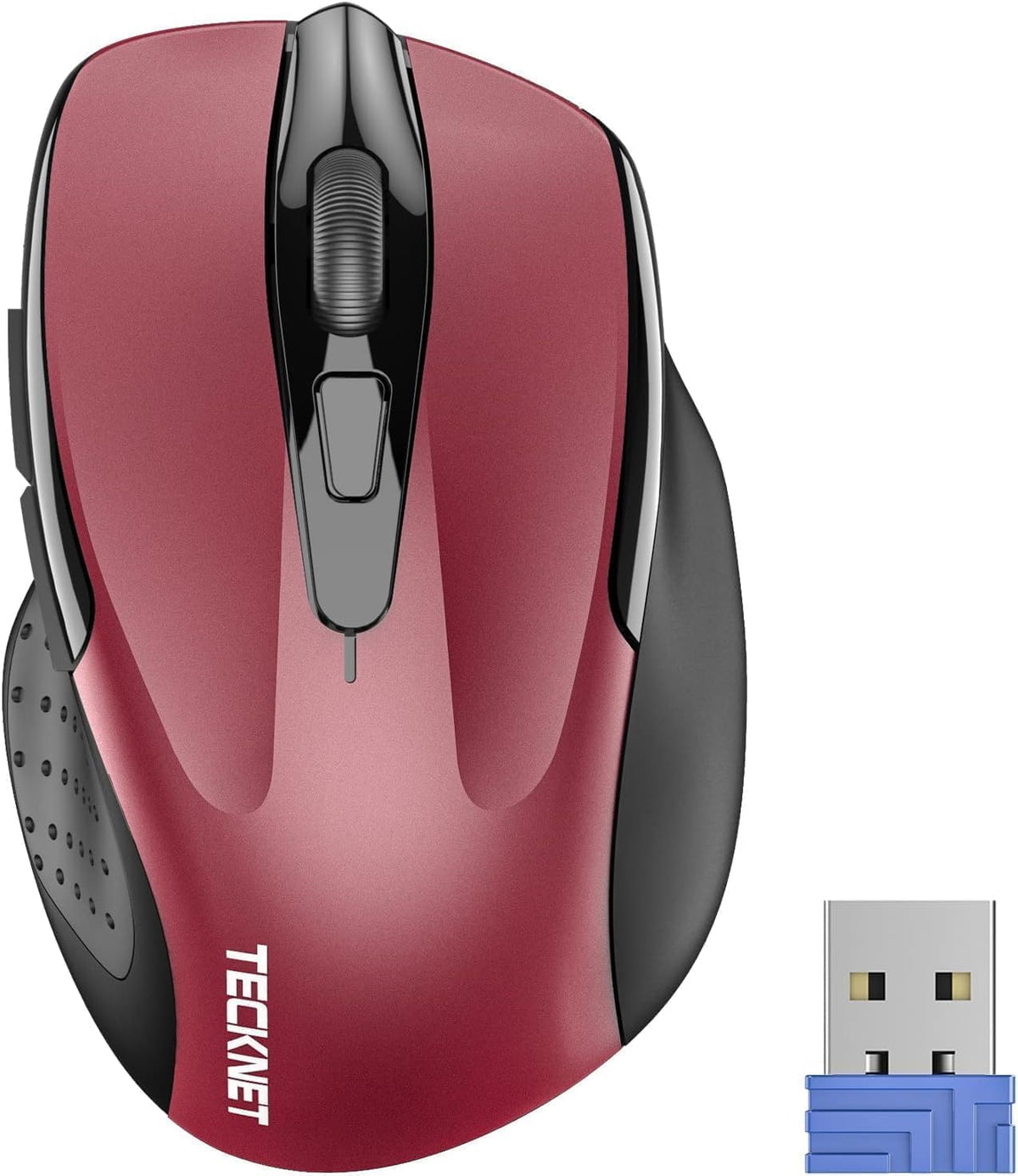TECKNET Kabellose Maus, 2,4 GHz optische Funkmaus mit USB-Empfänger, Grau