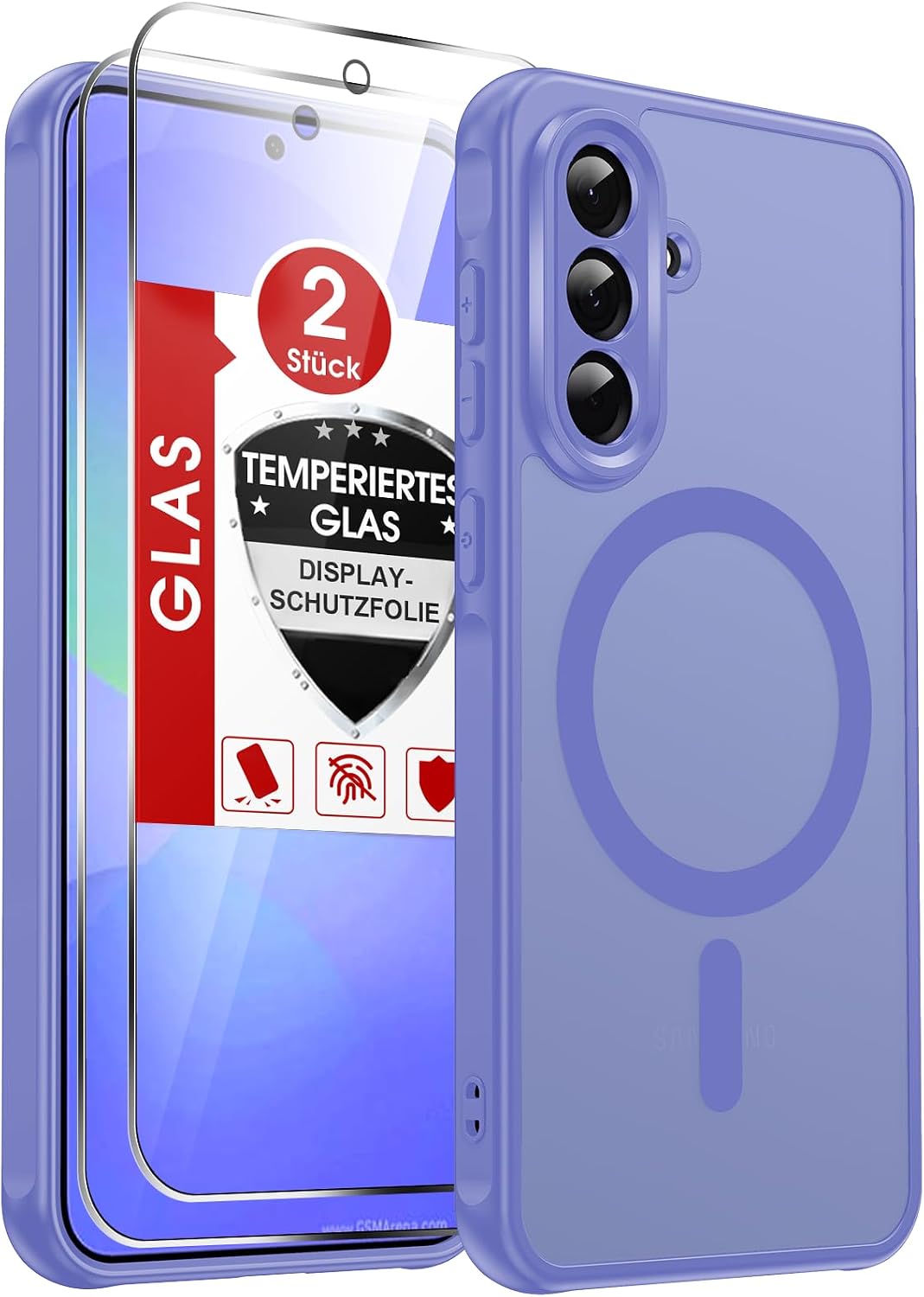 LeYi für Samsung Galaxy A06 4G Hülle für Magsafe mit 2X Panzerglas-Schwarz