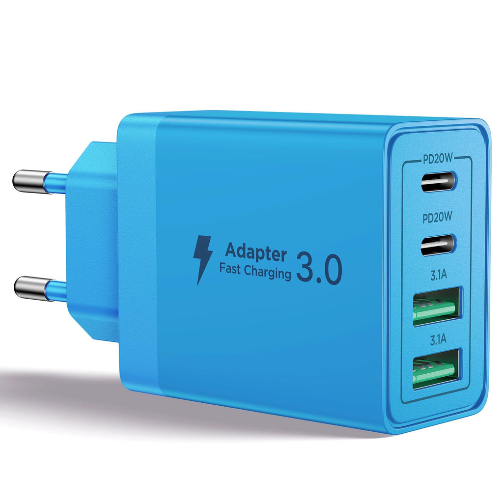 USB C Ladegerät, 40W 4-Port USB ladegerät Mehrfach Schnellladegerät PD 3.0