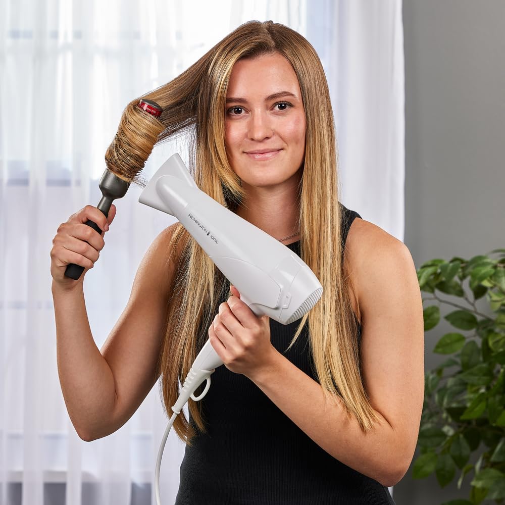Remington Haartrockner Ionen [leicht, Diffusor & Stylingdüse] schwarz (2200W, Keramik-Ionen: schonendes Styling & gleichmäßige Wärmeverteilung, 3 Heiz- & 2 separate Gebläsestufen + Abkühlstufe) D3198