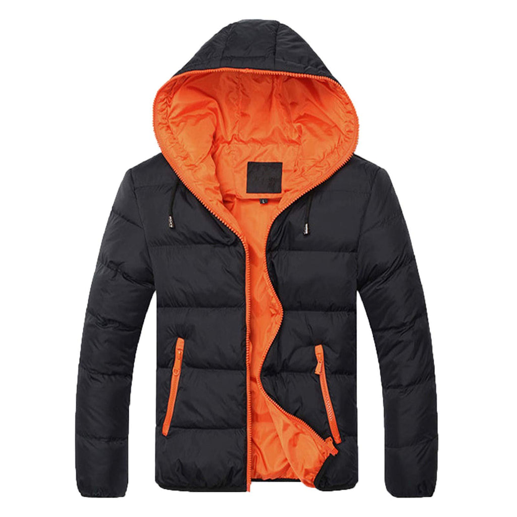 Generisch Winterjacke Herren Steppjacke mit Kapuze Warme Stepp Outdoor Winter Puffer Jacke Herrenjacken Übergangsjacke mit Reißverschluss Winter Warm Daunenjacke Leichte Jacken Thermo Langarm Parka