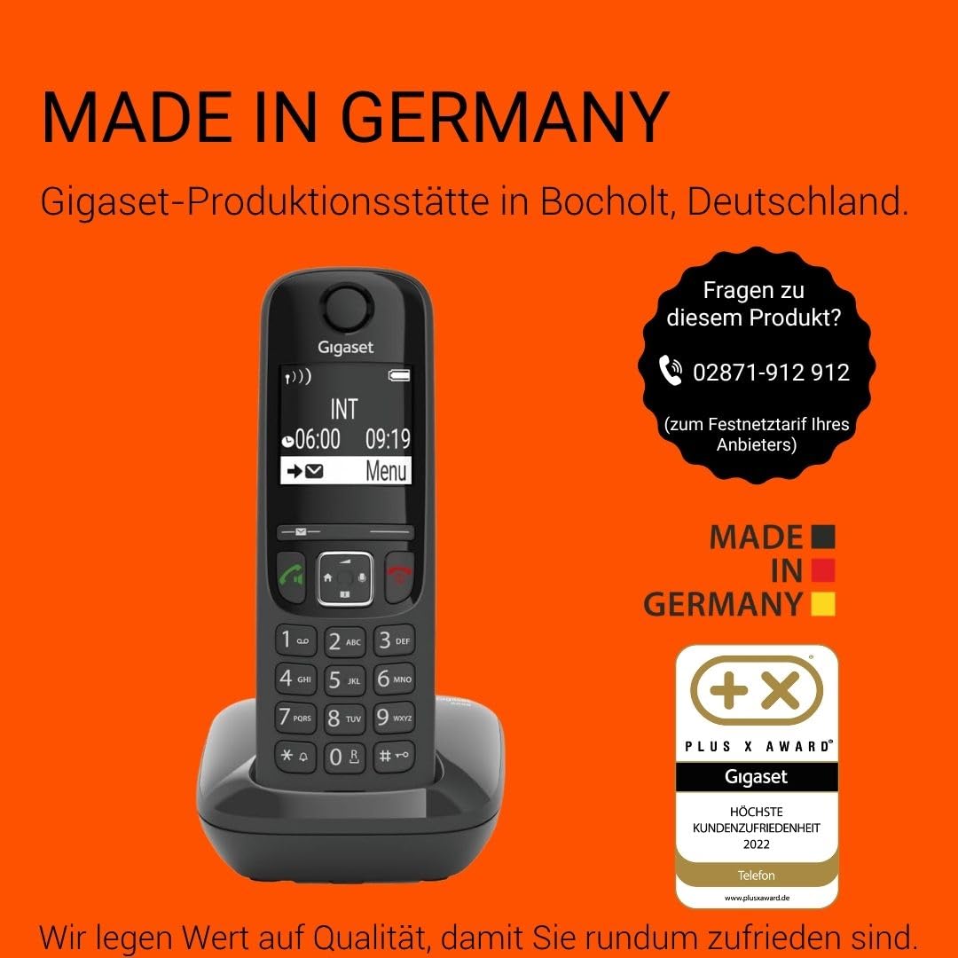 Gigaset AS690 - Schnurloses DECT-Telefon - großes, kontrastreiches Display - Brillante Audioqualität - einstellbare Klangprofile - Freisprechfunktion - Anrufschutz, schwarz [Deutsche Version]
