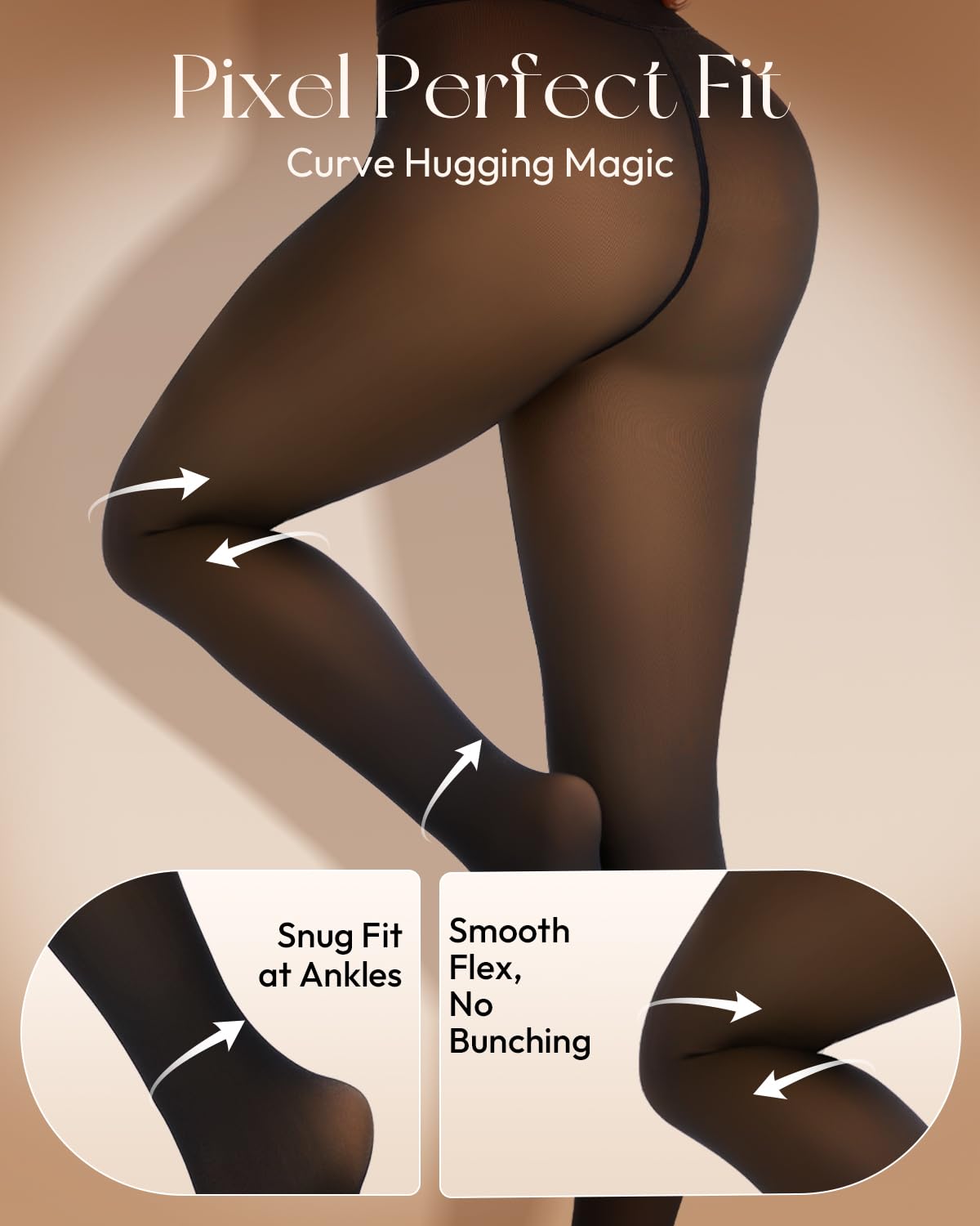 Spring Water Fleece Lined Tights Leggings for Women One Seam Design