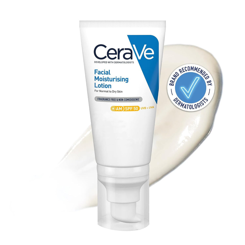 CeraVe Feuchtigkeitsspendende Gesichtscreme LSF 50, UVA- & UVB-Schutz, 50ml