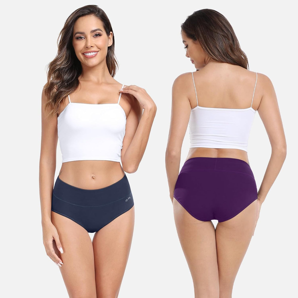 anqier Damen-Unterhosen, 5er-Pack, Stretch-Baumwolle, hoch geschnittene Slips für Damen