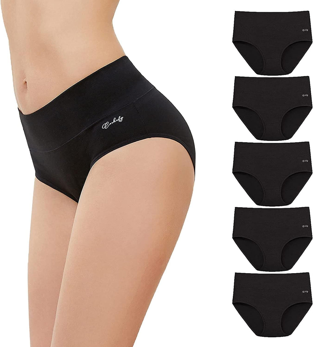 anqier Damen-Unterhosen, 5er-Pack, Stretch-Baumwolle, hoch geschnittene Slips für Damen