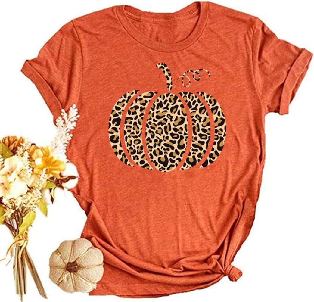 Halloween-Kürbis-Shirts für Damen, Herbst-T-Shirts, niedliche grafische Herbst-Shirts, Thanksgiving-Oberteile