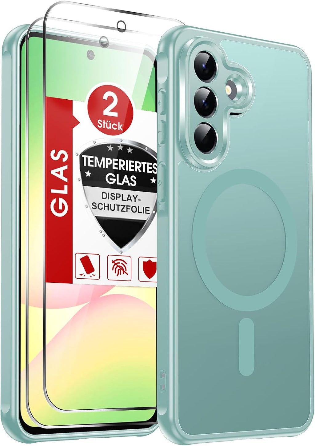 LeYi für Samsung Galaxy A06 4G Hülle für Magsafe mit 2X Panzerglas-Schwarz