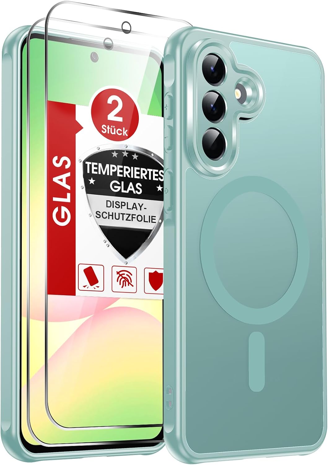LeYi für Samsung Galaxy A06 4G Hülle für Magsafe mit 2X Panzerglas-Schwarz