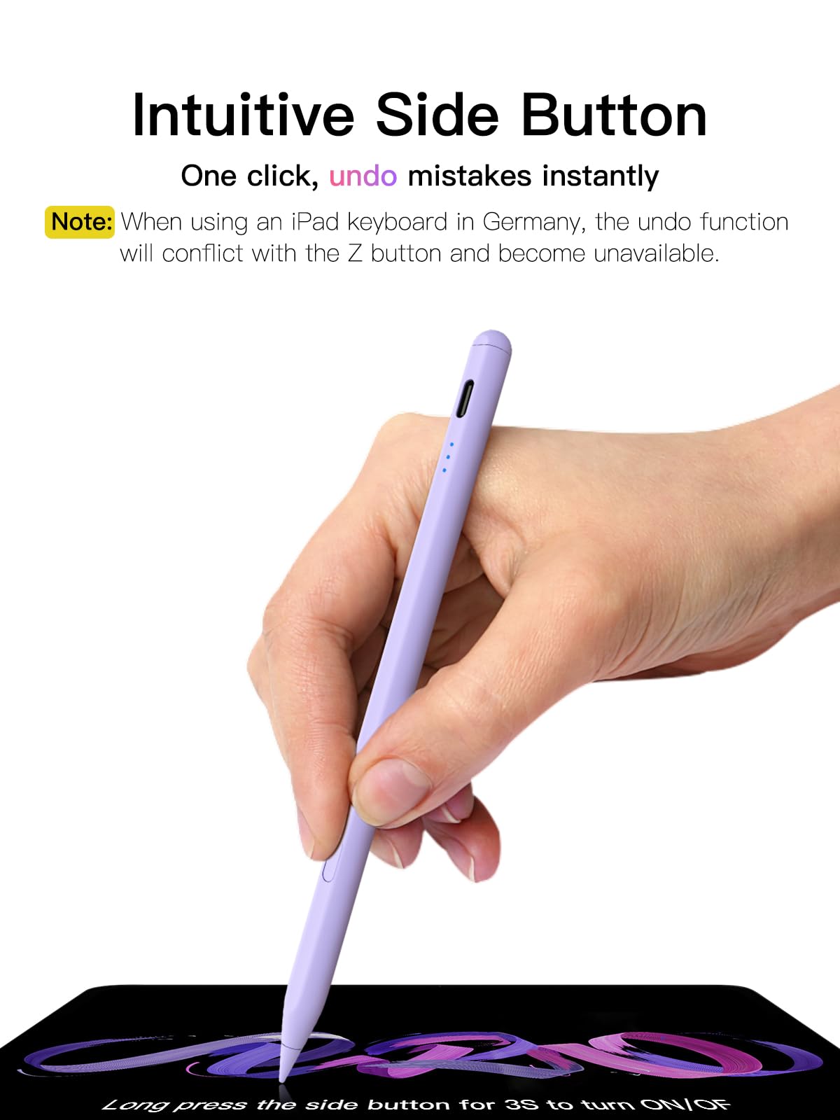 Stylus Stift für iPad 2018-2026 mit USB-C Schnellladeleistung, Palm Rejection und Neigungssensitivität Pencil für iPad 11/10/9/8/7/6/A16, Mini 7/6/5, Air M4/3/2 11"/13"/5/4/3, Pro M5/M4 13"/12.9″/11″