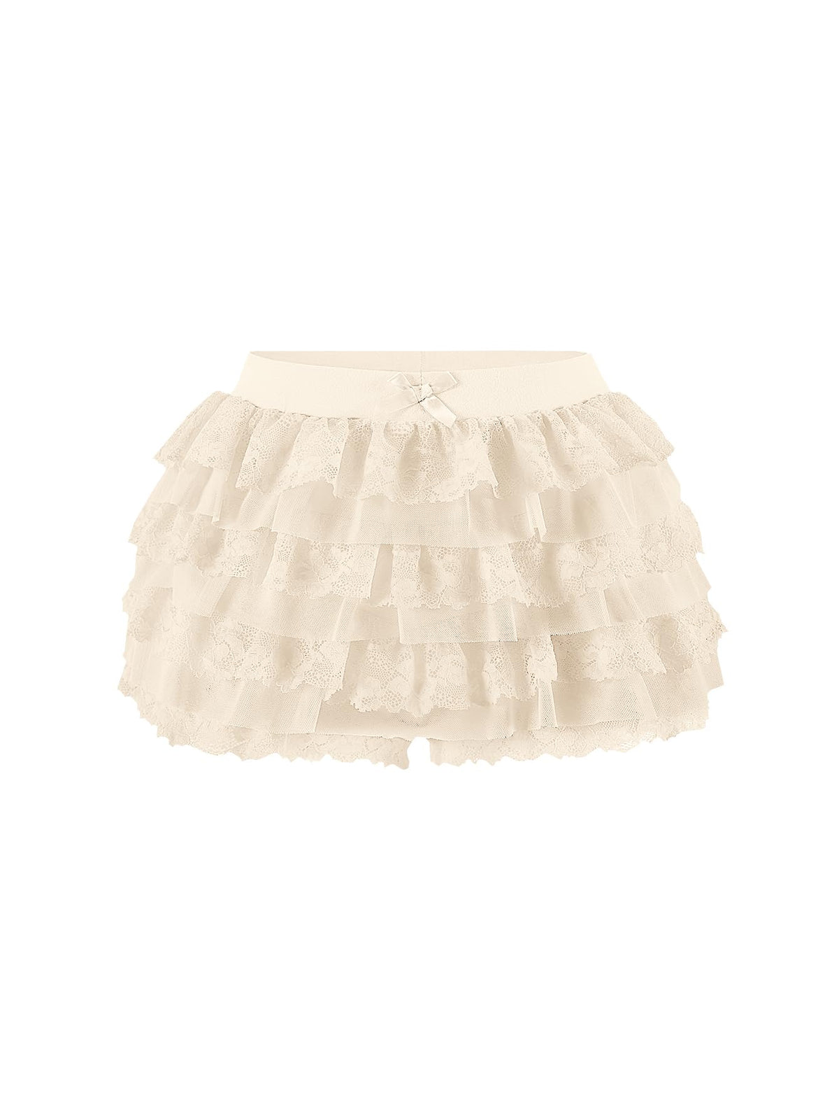 Women Y2K Lace Multi-Layered Bloomers Lolita Ruffle Shorts Cute Mini Skirt